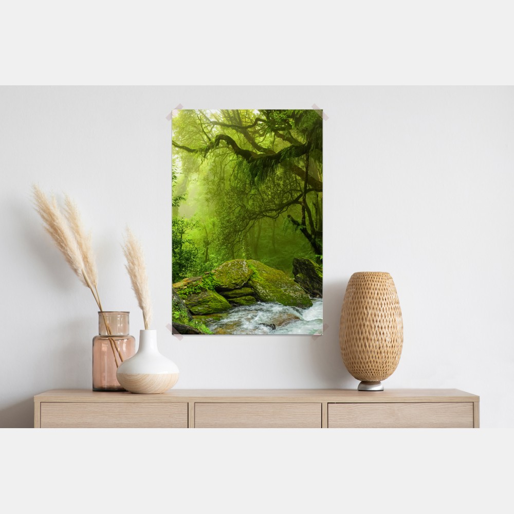 Poster verzauberter grüner waldbach – Wallnifity® Poster verzauberter grüner waldbach – Wallnifity®