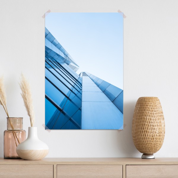 Poster moderne blaue glasfassade – Wallnifity® Poster moderne blaue glasfassade – Wallnifity®