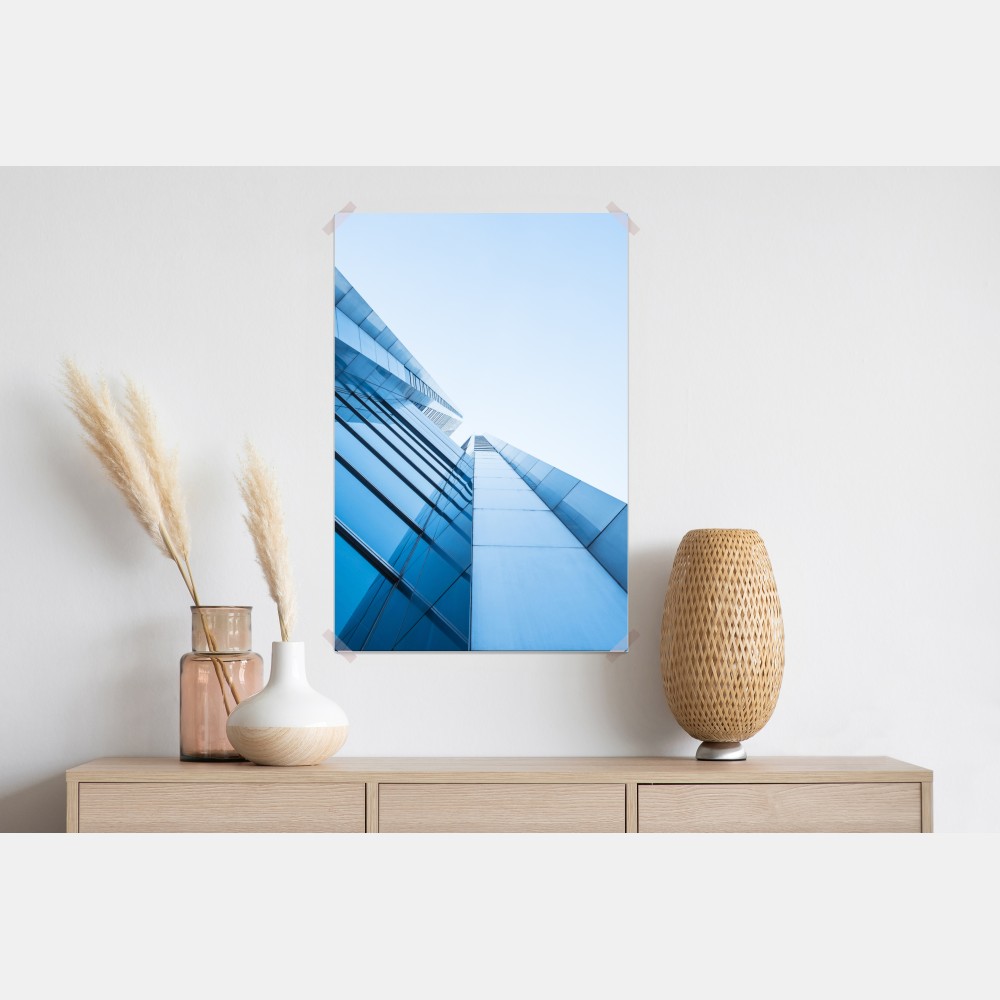 Poster moderne blaue glasfassade – Wallnifity® Poster moderne blaue glasfassade – Wallnifity®