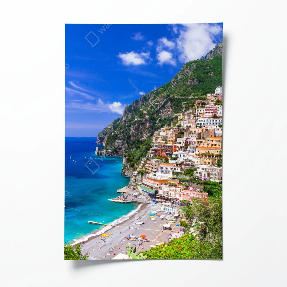 Poster sonnige panoramaaufnahme von Positano an der Amalfiküste – Wallnifity® Poster sonnige panoramaaufnahme von Positano an der Amalfiküste – Wallnifity®