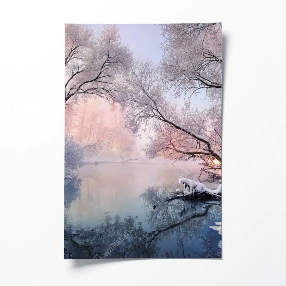 Poster ruhige winterlandschaft am fluss – Wallnifity® Poster ruhige winterlandschaft am fluss – Wallnifity®
