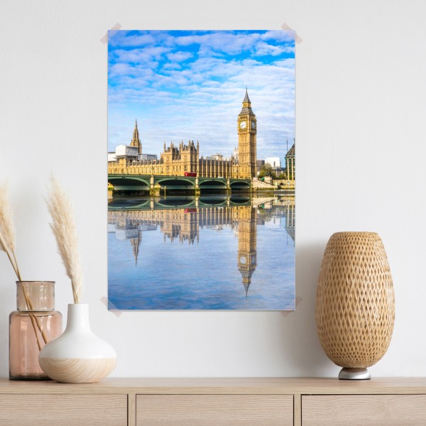 Poster London skyline mit spiegelung auf dem fluss – Wallnifity® Poster London skyline mit spiegelung auf dem fluss – Wallnifity®