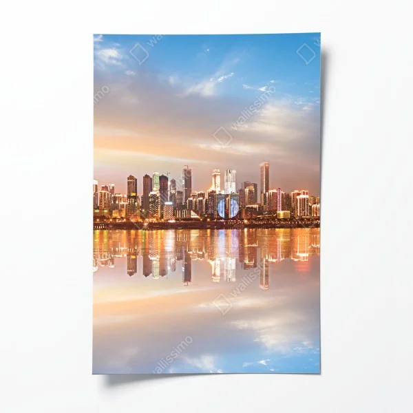 Poster türkis schuppenmuster mit goldakzenten – Wallnifity®