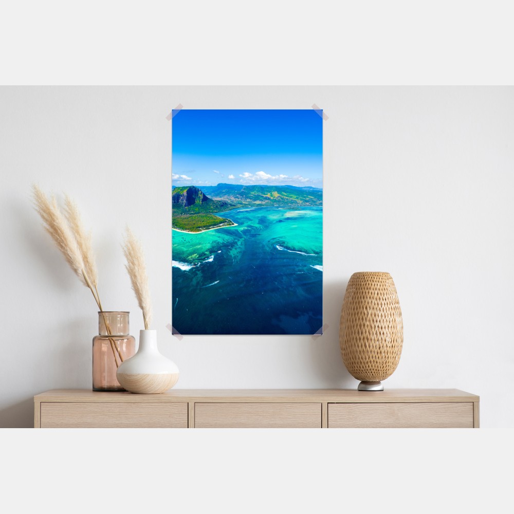 Poster panorama Le Morne über der lagune von Mauritius – Wallnifity®