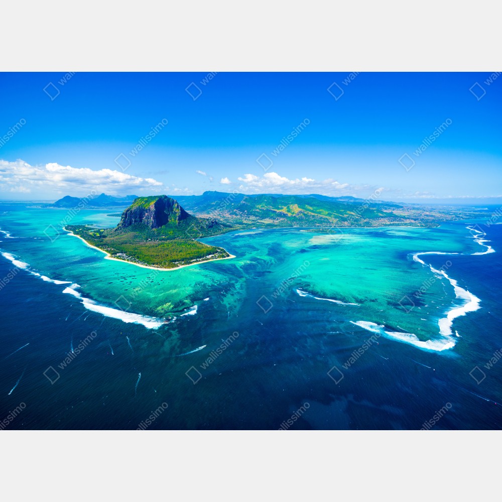 Poster panorama Le Morne über der lagune von Mauritius – Wallnifity®
