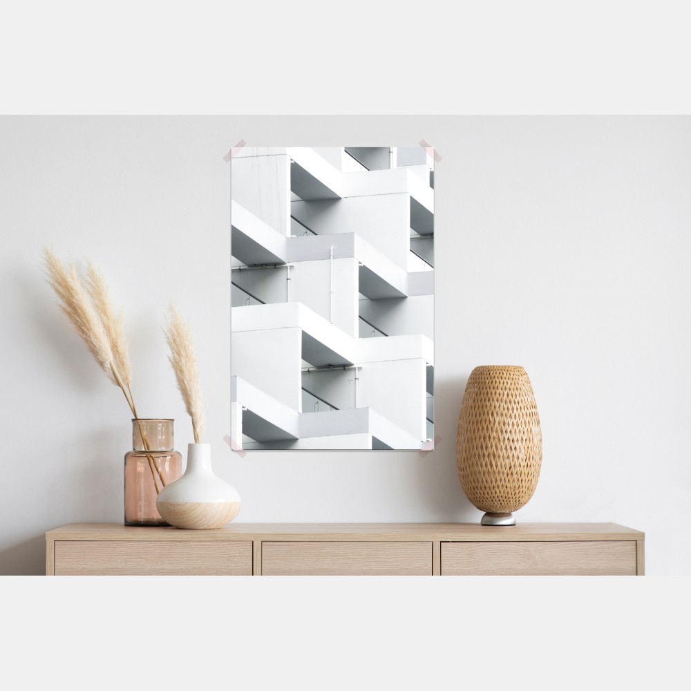 Poster weiße betonfassade im geometrischen muster – Wallnifity® Poster weiße betonfassade im geometrischen muster – Wallnifity®