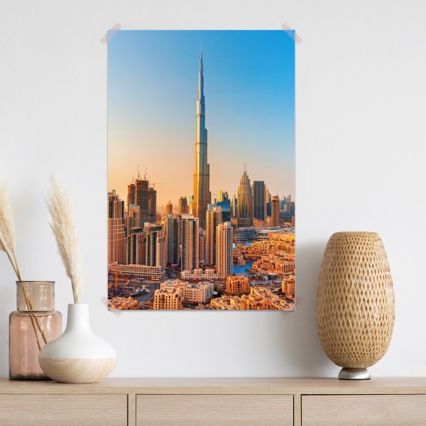 Poster Dubai skyline in der goldenen stunde – Wallnifity®