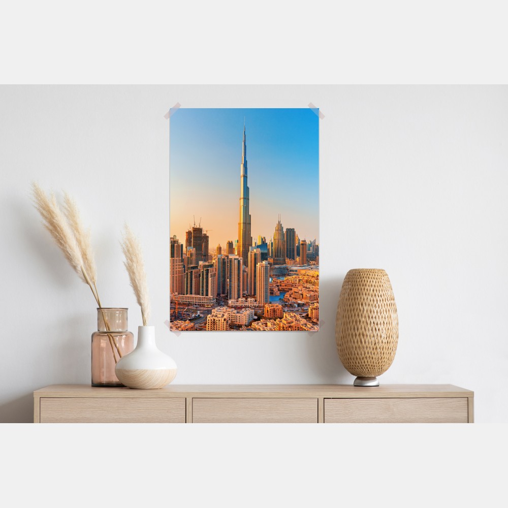 Poster Dubai skyline in der goldenen stunde – Wallnifity®