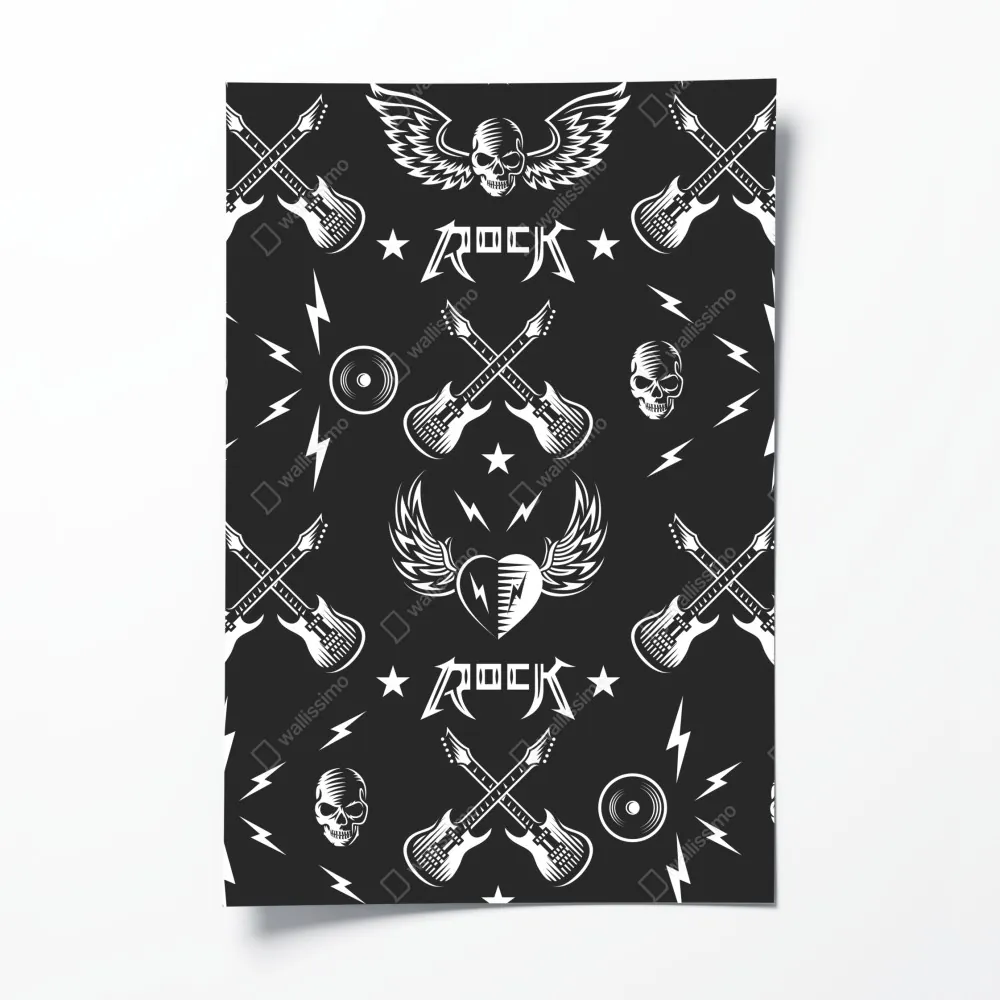 Poster nahtloses muster mit rock-symbolen – Wallnifity® Poster nahtloses muster mit rock-symbolen – Wallnifity®