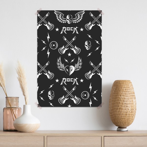 Poster nahtloses muster mit rock-symbolen – Wallnifity® Poster nahtloses muster mit rock-symbolen – Wallnifity®