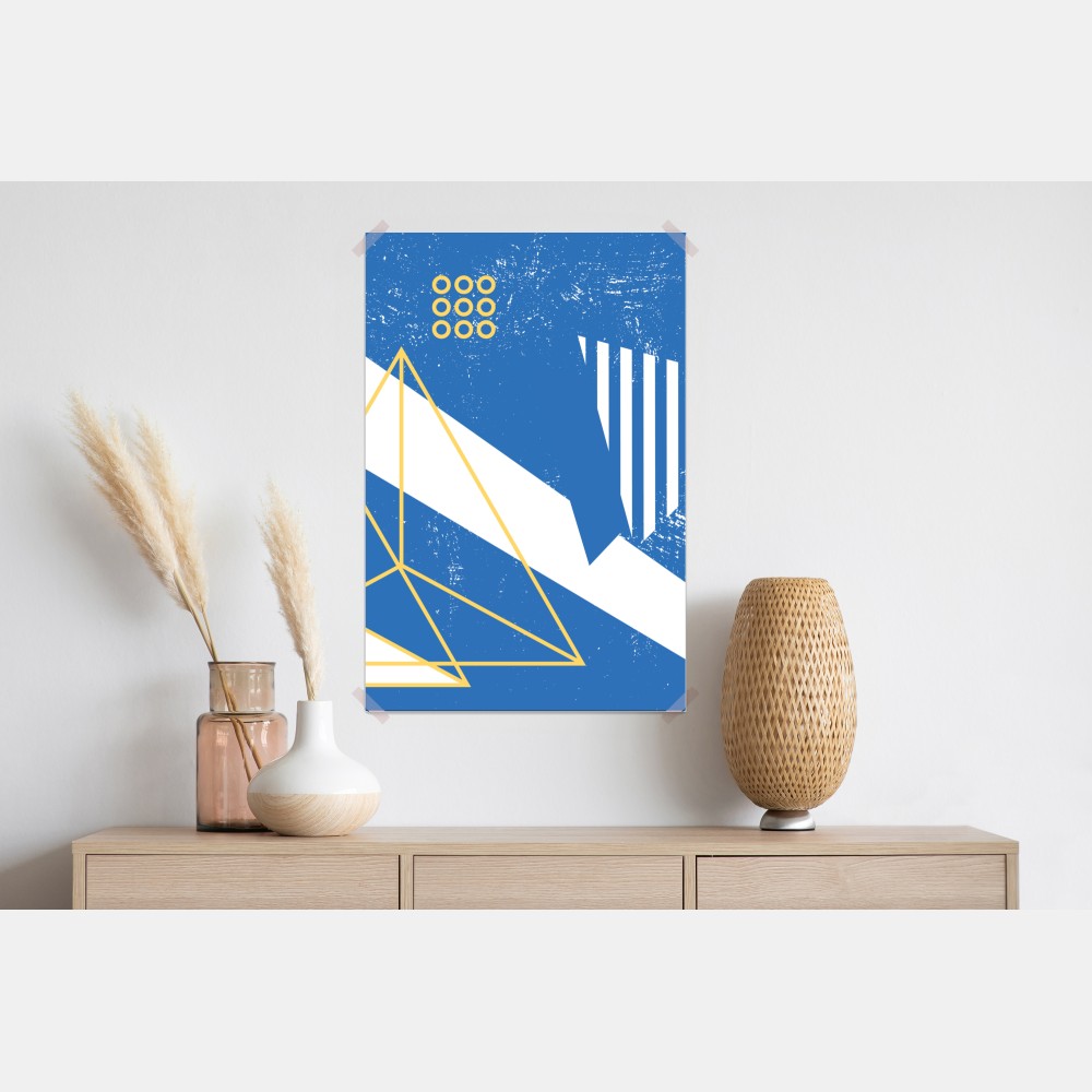 Poster geometrische abstraktion in blau – Wallnifity®