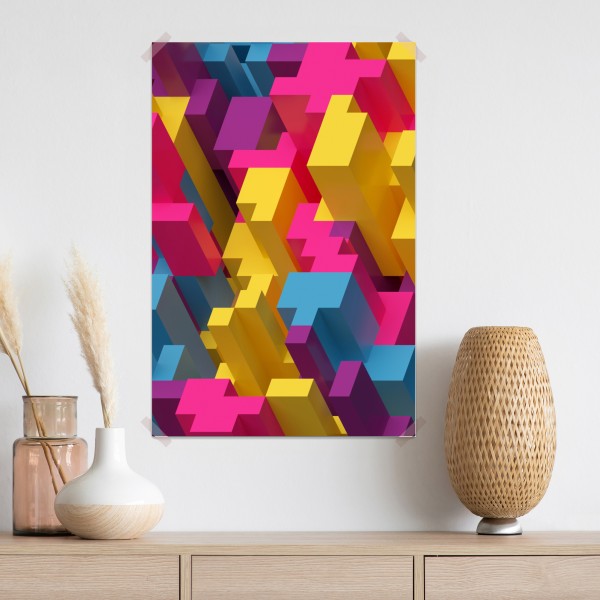 Poster buntes 3d-voxel-muster – Wallnifity® Poster buntes 3d-voxel-muster – Wallnifity®