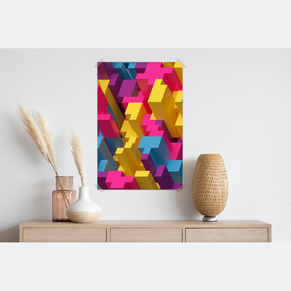 Poster buntes 3d-voxel-muster – Wallnifity® Poster buntes 3d-voxel-muster – Wallnifity®