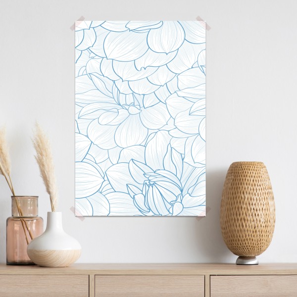 Poster zartes blaues blumenmuster – Wallnifity® Poster zartes blaues blumenmuster – Wallnifity®