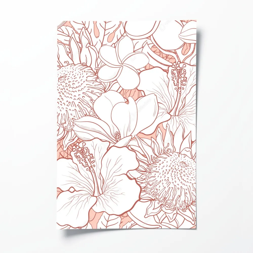 Poster zartes korallenfarbenes blumenmuster – Wallnifity®