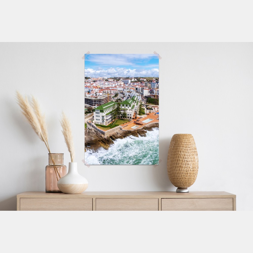 Poster luftaufnahme einer küstenstadt mit tosenden wellen – Wallnifity® Poster luftaufnahme einer küstenstadt mit tosenden wellen – Wallnifity®