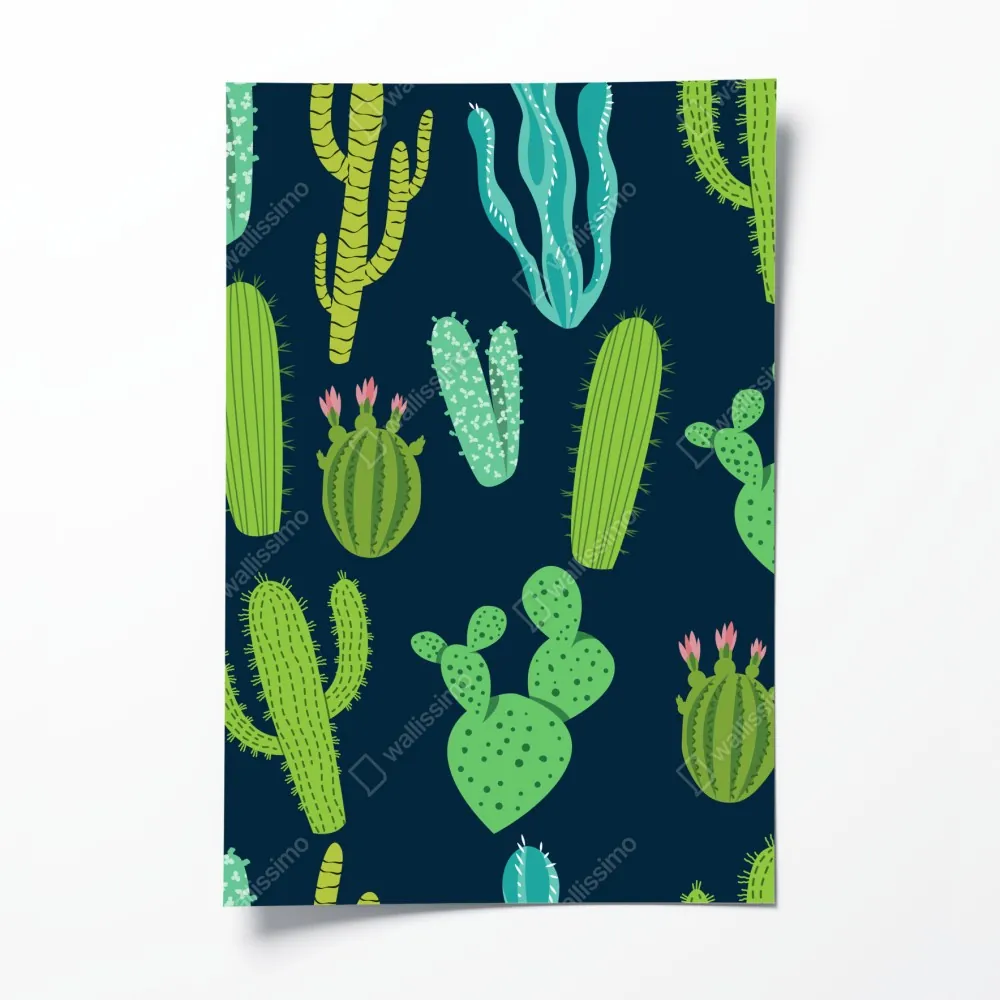 Poster kaktus- und sukkulentenmuster – Wallnifity® Poster kaktus- und sukkulentenmuster – Wallnifity®