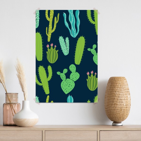 Poster kaktus- und sukkulentenmuster – Wallnifity® Poster kaktus- und sukkulentenmuster – Wallnifity®