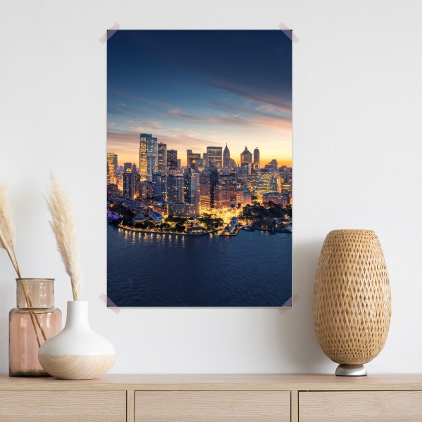 Poster Manhattan panorama bei sonnenaufgang – Wallnifity® Poster Manhattan panorama bei sonnenaufgang – Wallnifity®