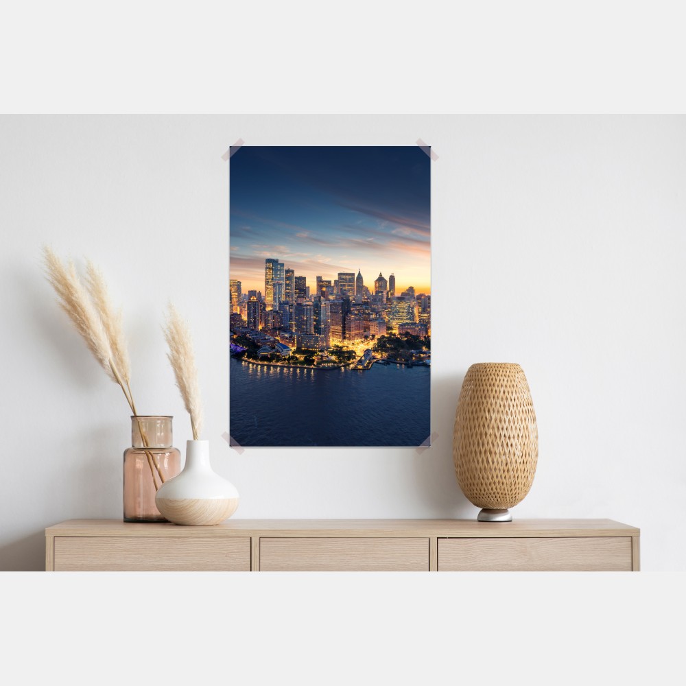 Poster Manhattan panorama bei sonnenaufgang – Wallnifity® Poster Manhattan panorama bei sonnenaufgang – Wallnifity®