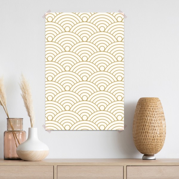 Poster goldenes seigaiha wellenmuster – Wallnifity® Poster goldenes seigaiha wellenmuster – Wallnifity®