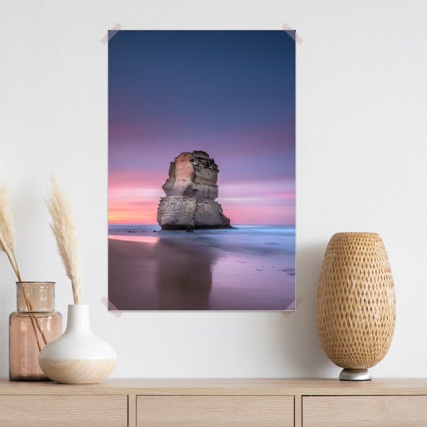 Poster ruhige küstenlandschaft mit felsformationen bei sonnenuntergang – Wallnifity® Poster ruhige küstenlandschaft mit felsformationen bei sonnenuntergang – Wallnifity®