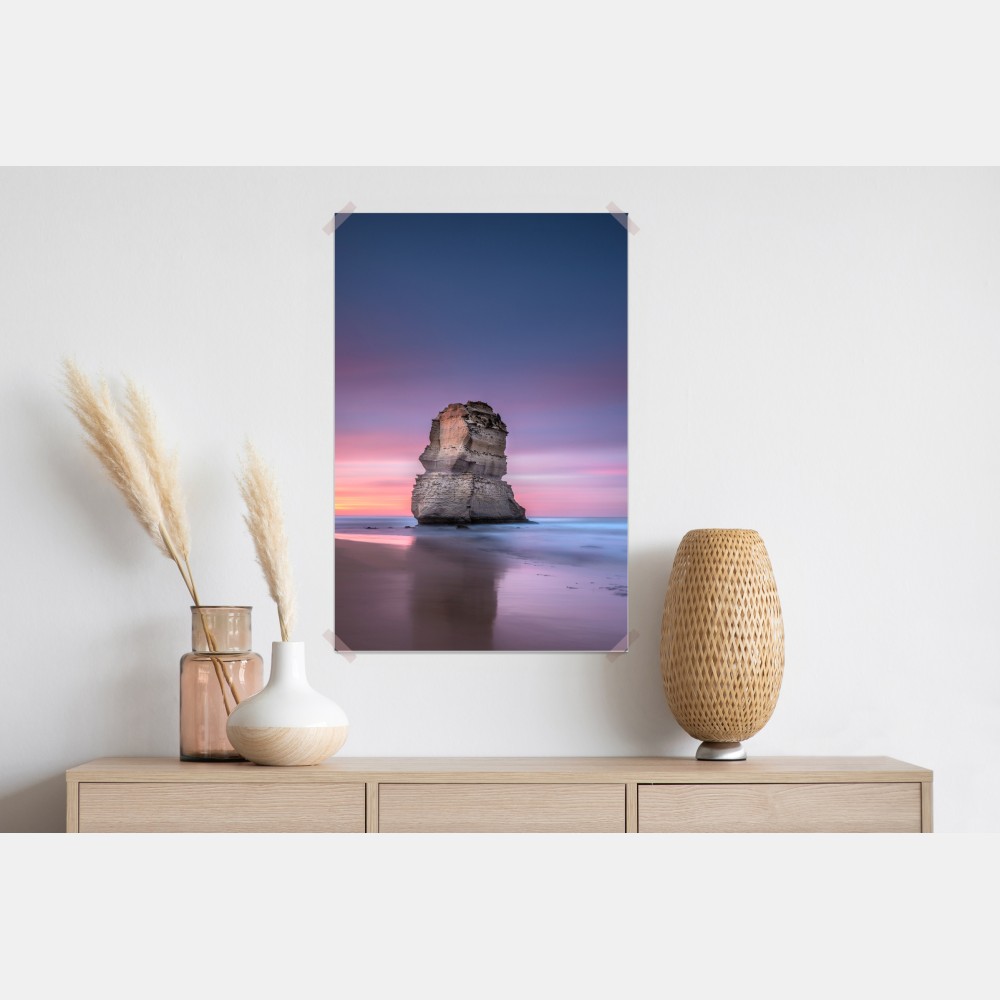 Poster ruhige küstenlandschaft mit felsformationen bei sonnenuntergang – Wallnifity® Poster ruhige küstenlandschaft mit felsformationen bei sonnenuntergang – Wallnifity®