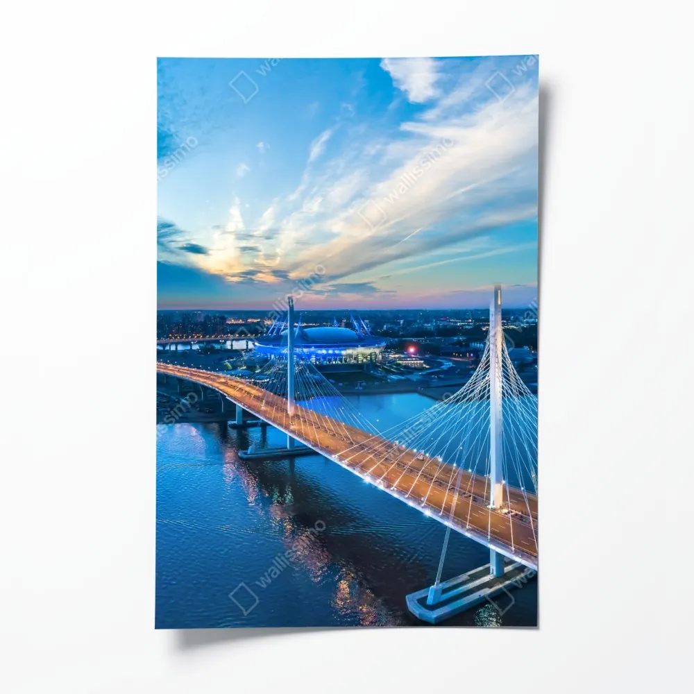 Poster Sankt Petersburg brückenpanorama bei dämmerung – Wallnifity® Poster Sankt Petersburg brückenpanorama bei dämmerung – Wallnifity®