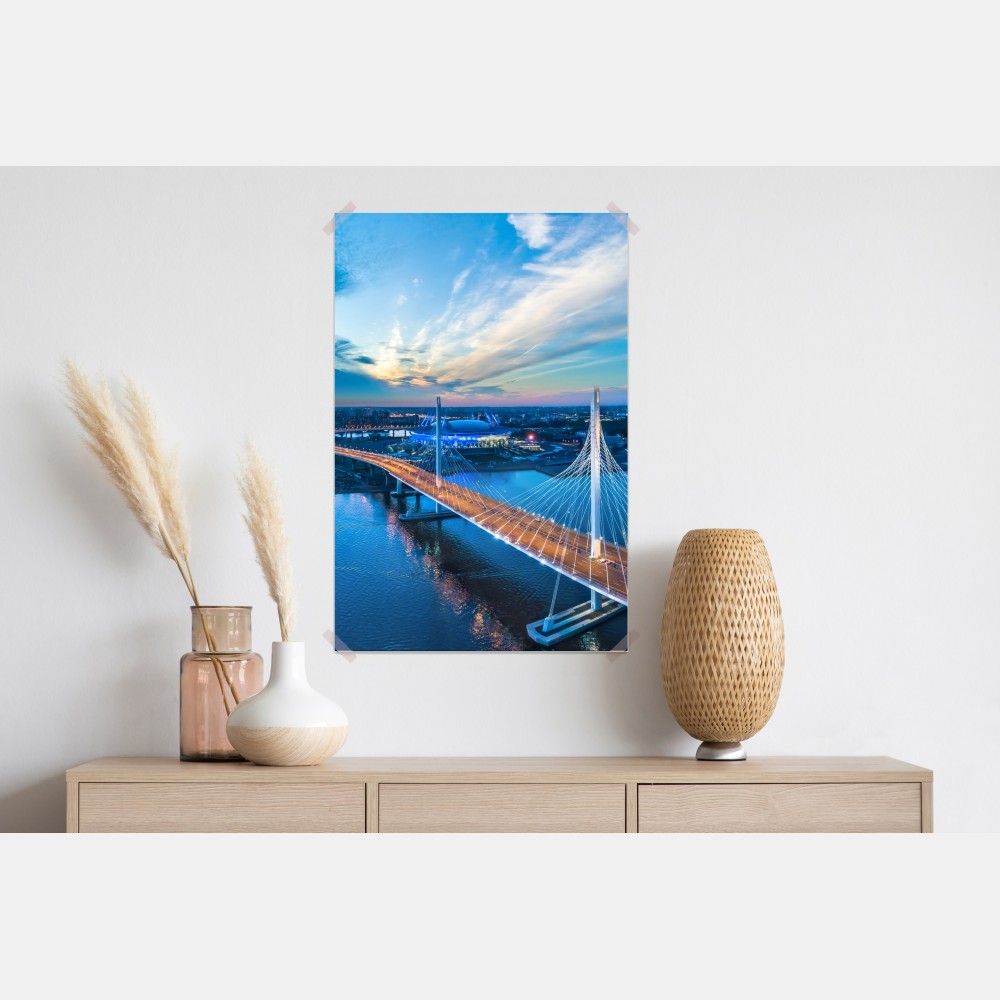 Poster Sankt Petersburg brückenpanorama bei dämmerung – Wallnifity® Poster Sankt Petersburg brückenpanorama bei dämmerung – Wallnifity®