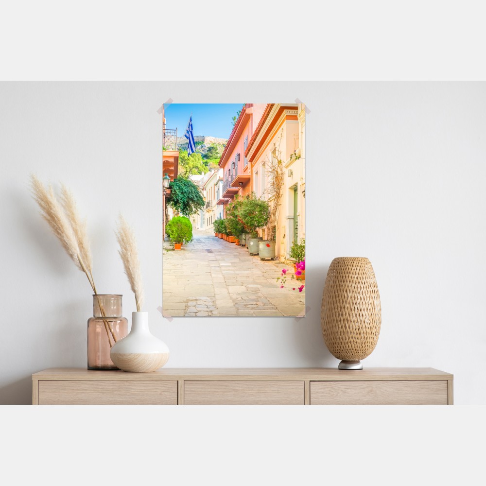 Poster sonnige griechische gasse mit bougainvillea – Wallnifity® Poster sonnige griechische gasse mit bougainvillea – Wallnifity®