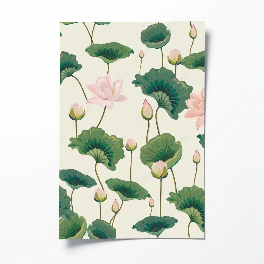 Poster ruhiges botanisches lotosmuster – Wallnifity® Poster ruhiges botanisches lotosmuster – Wallnifity®