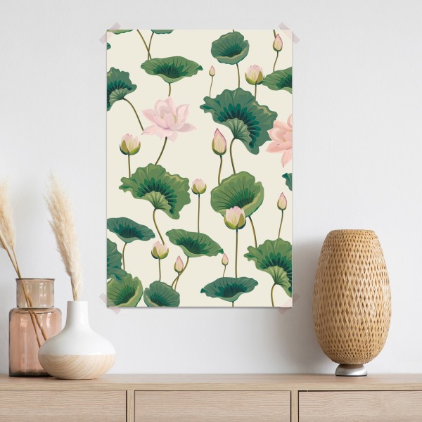 Poster ruhiges botanisches lotosmuster – Wallnifity® Poster ruhiges botanisches lotosmuster – Wallnifity®