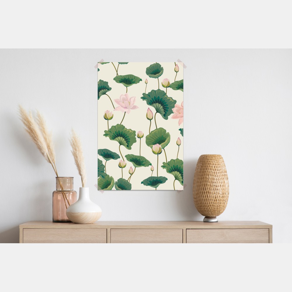 Poster ruhiges botanisches lotosmuster – Wallnifity® Poster ruhiges botanisches lotosmuster – Wallnifity®