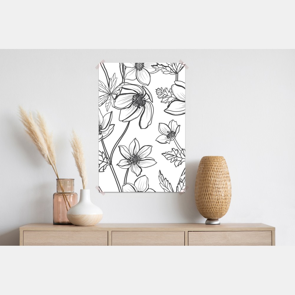 Poster botanische linienzeichnung mit blumen – Wallnifity® Poster botanische linienzeichnung mit blumen – Wallnifity®