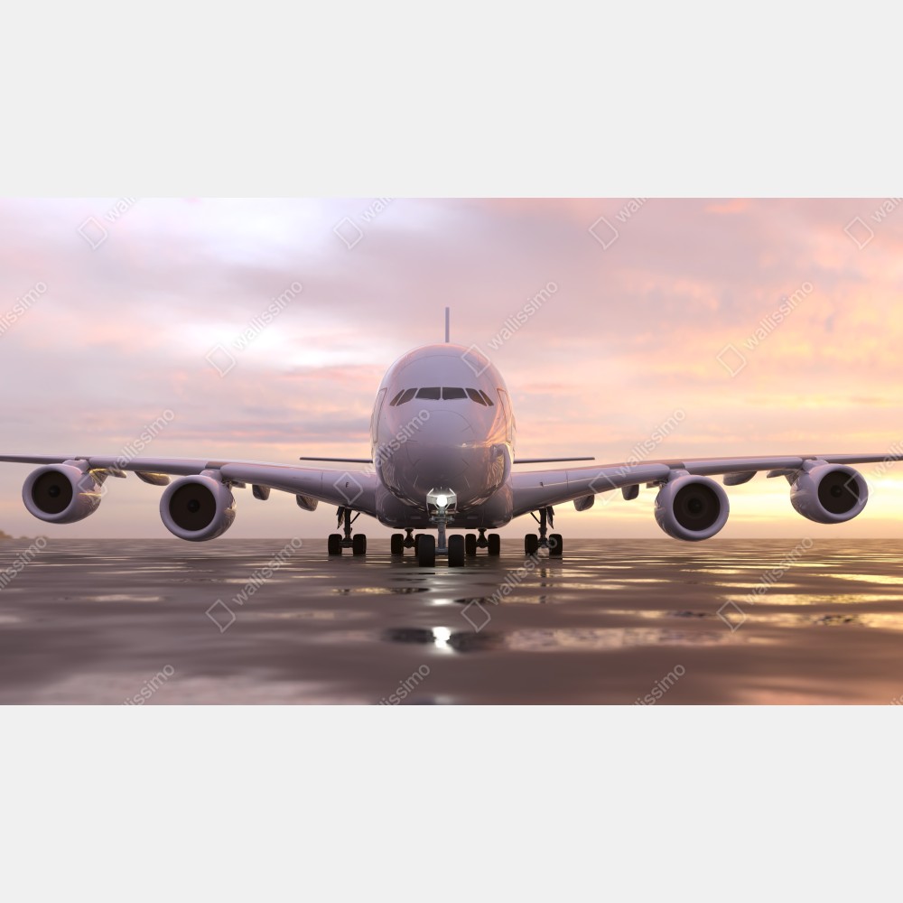 Poster jet auf der startbahn bei sonnenuntergang – Wallnifity® Poster jet auf der startbahn bei sonnenuntergang – Wallnifity®