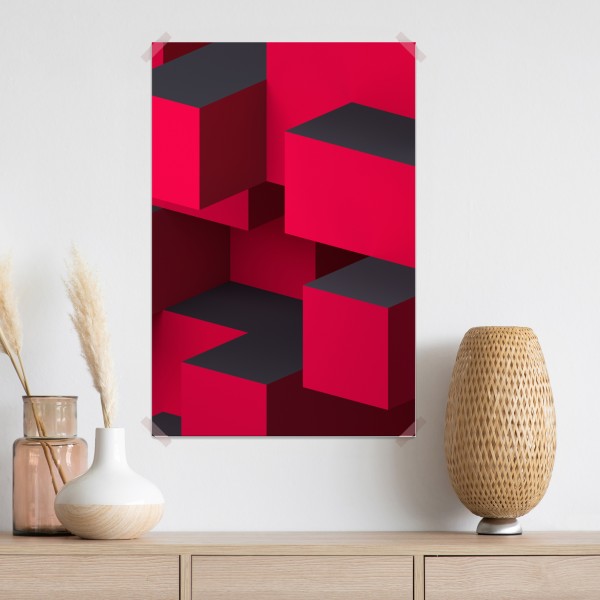 Poster kräftige rote geometrische blöcke – Wallnifity® Poster kräftige rote geometrische blöcke – Wallnifity®