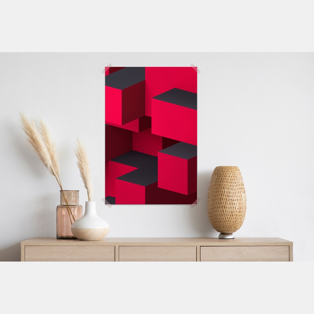 Poster kräftige rote geometrische blöcke – Wallnifity® Poster kräftige rote geometrische blöcke – Wallnifity®