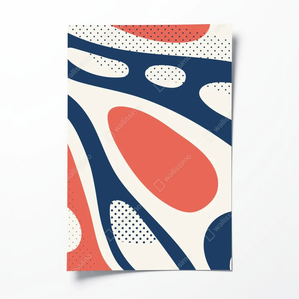 Poster retro korallenrot und marineblau abstraktes muster – Wallnifity® Poster retro korallenrot und marineblau abstraktes muster – Wallnifity®