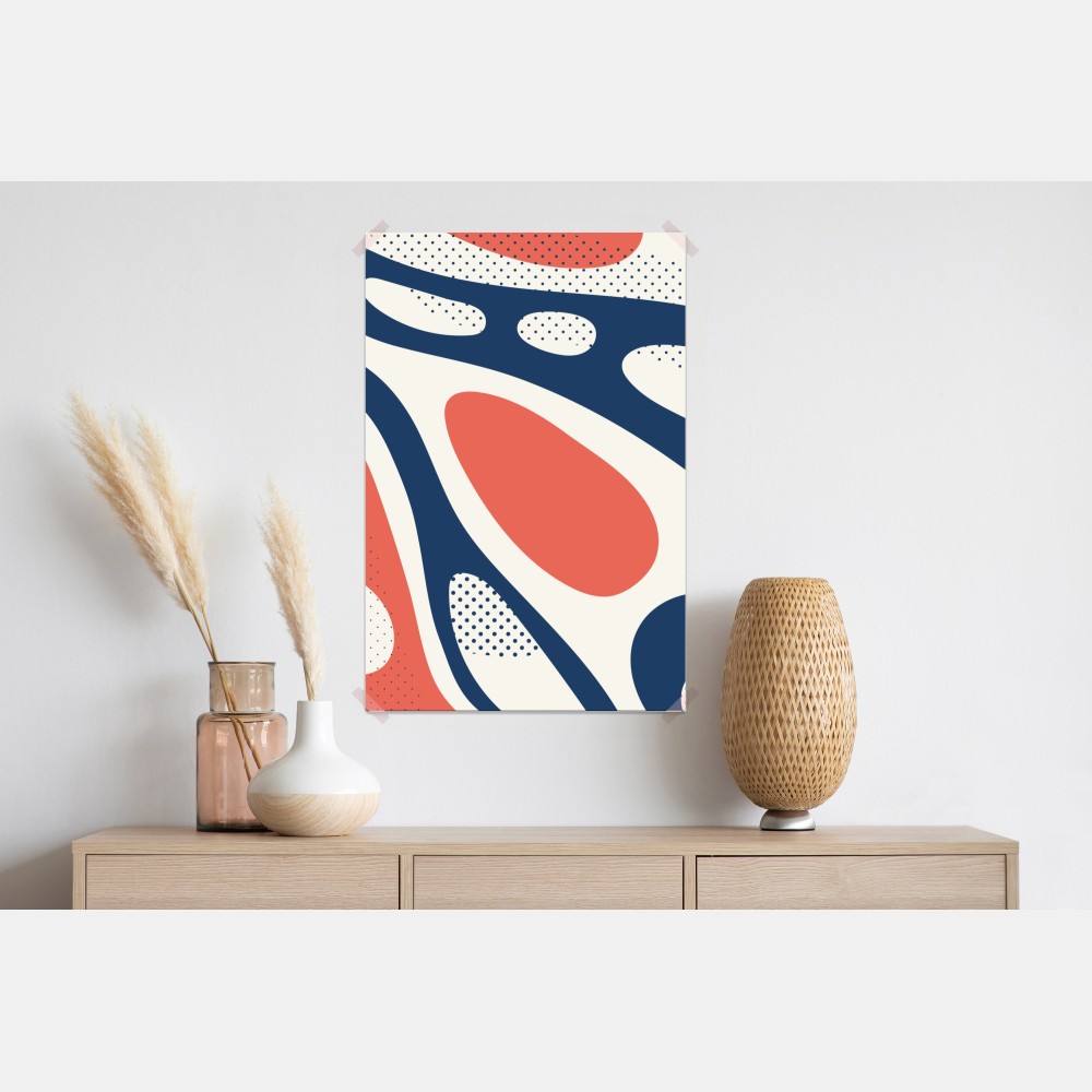 Poster retro korallenrot und marineblau abstraktes muster – Wallnifity® Poster retro korallenrot und marineblau abstraktes muster – Wallnifity®
