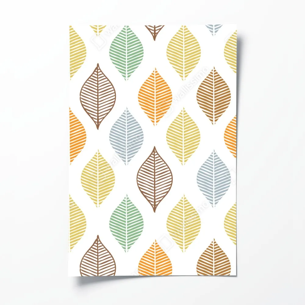 Poster pastelliges blättermuster für die wand – Wallnifity® Poster pastelliges blättermuster für die wand – Wallnifity®