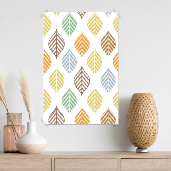 Poster pastelliges blättermuster für die wand – Wallnifity® Poster pastelliges blättermuster für die wand – Wallnifity®