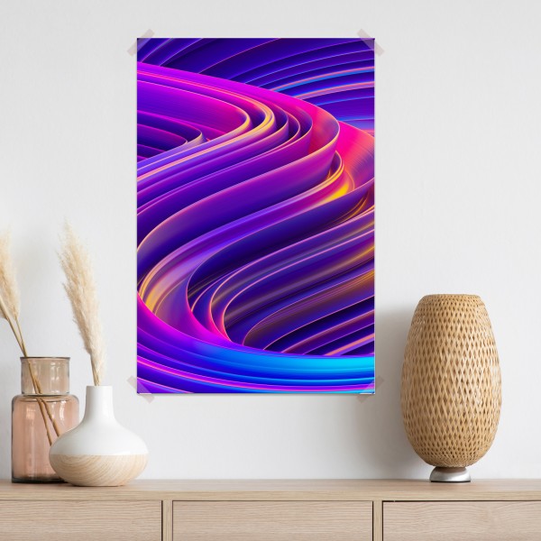 Poster leuchtender lila 3d bandwirbel – Wallnifity®
