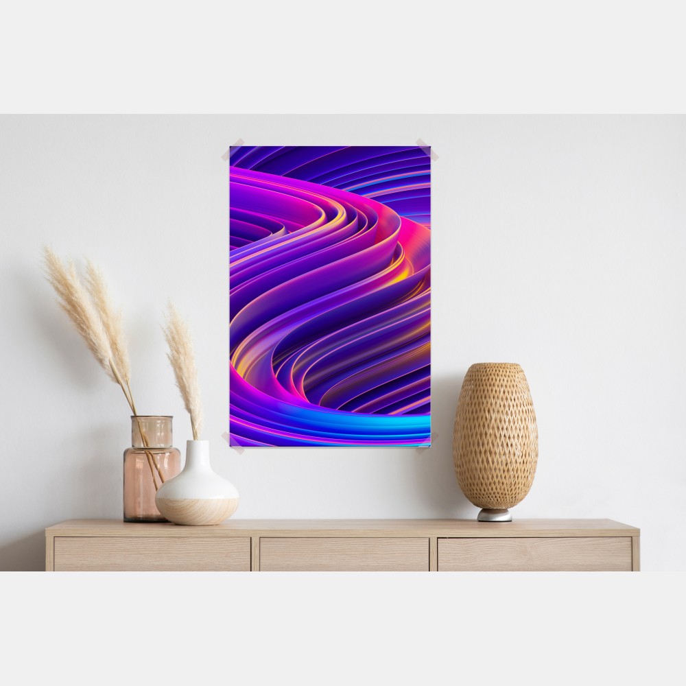 Poster leuchtender lila 3d bandwirbel – Wallnifity®