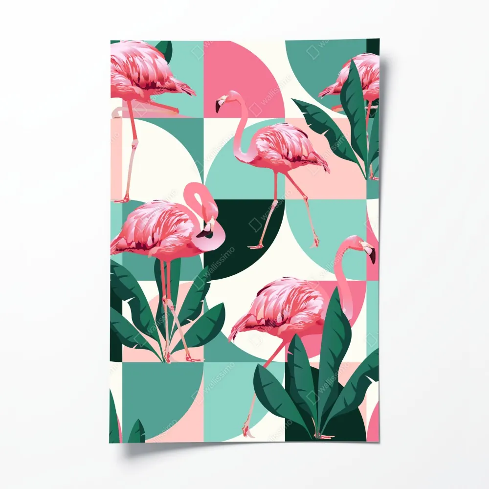 Poster verspieltes rosa flamingo-muster – Wallnifity® Poster verspieltes rosa flamingo-muster – Wallnifity®
