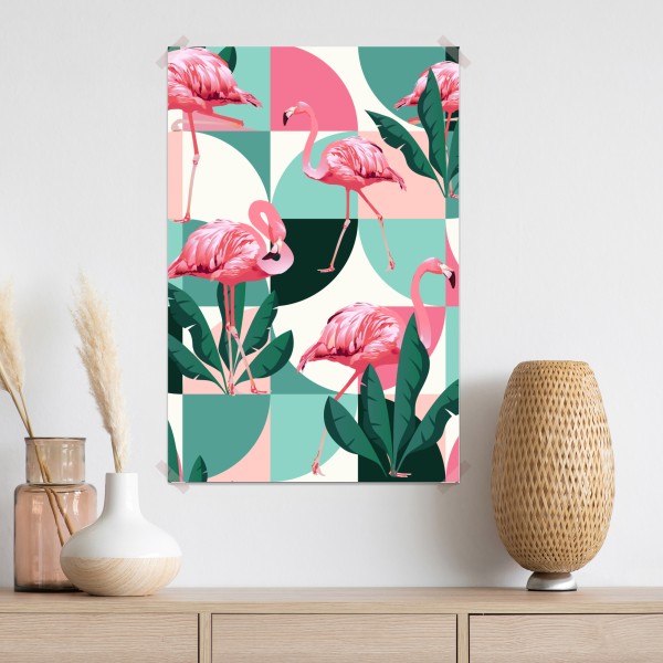 Poster verspieltes rosa flamingo-muster – Wallnifity® Poster verspieltes rosa flamingo-muster – Wallnifity®