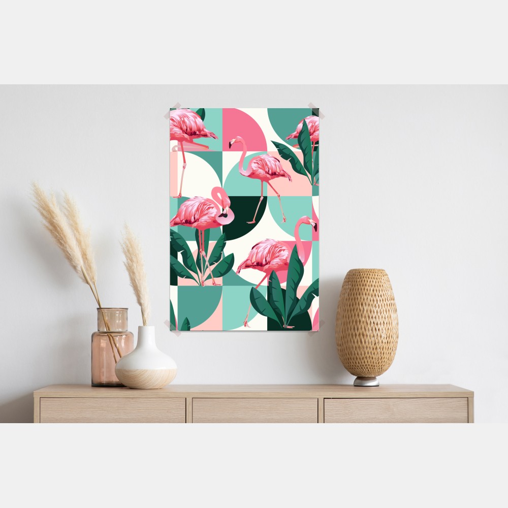 Poster verspieltes rosa flamingo-muster – Wallnifity® Poster verspieltes rosa flamingo-muster – Wallnifity®