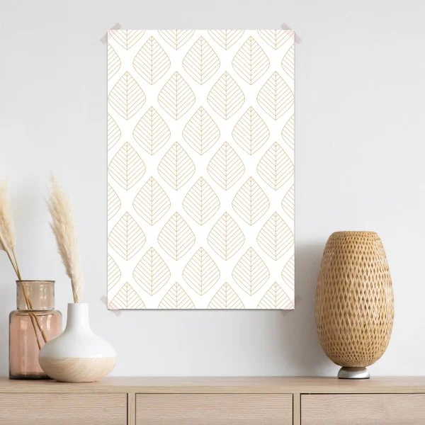 Poster elegantes goldenes geometrisches blattmuster – Wallnifity®