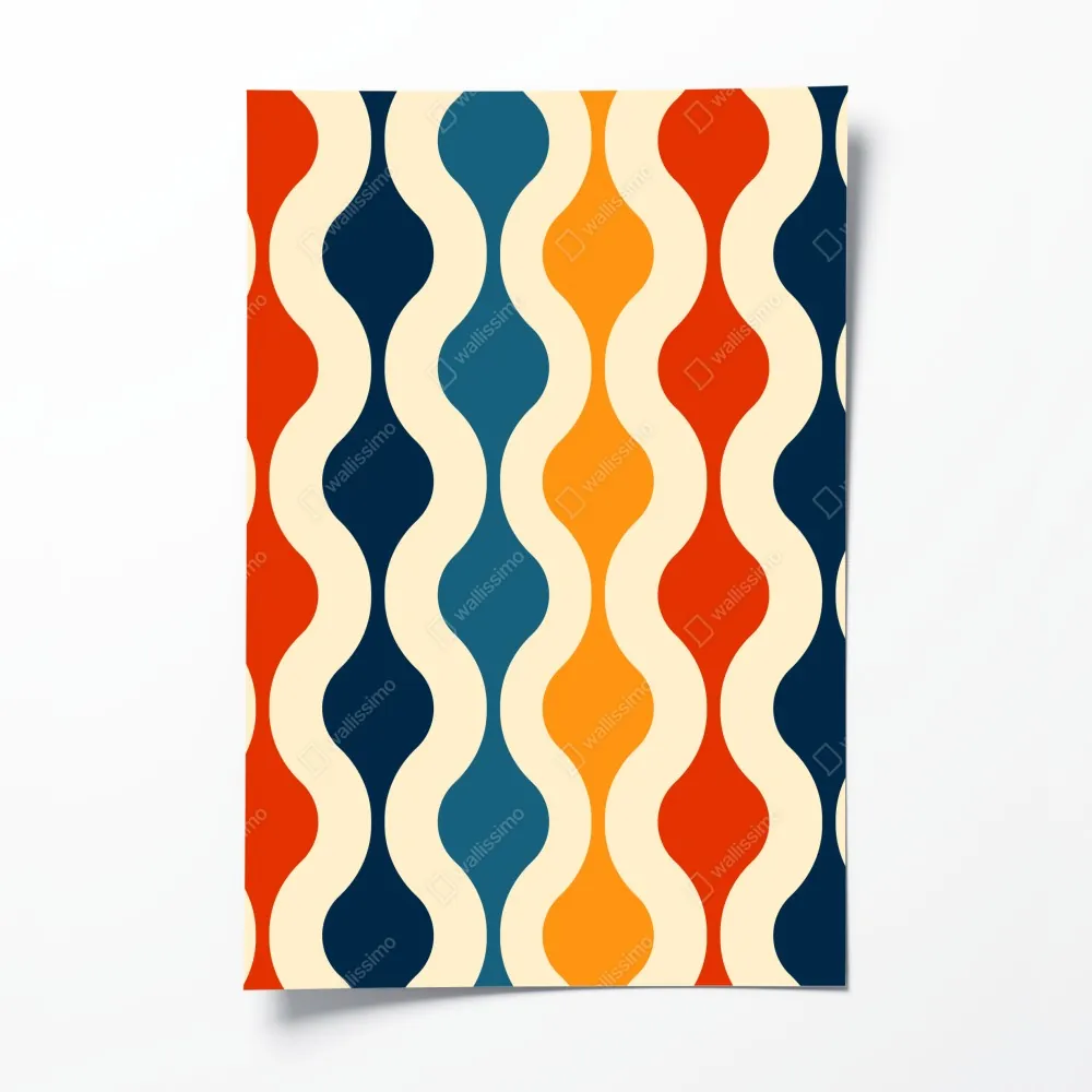 Poster retro welliges mid-century muster – Wallnifity® Poster retro welliges mid-century muster – Wallnifity®