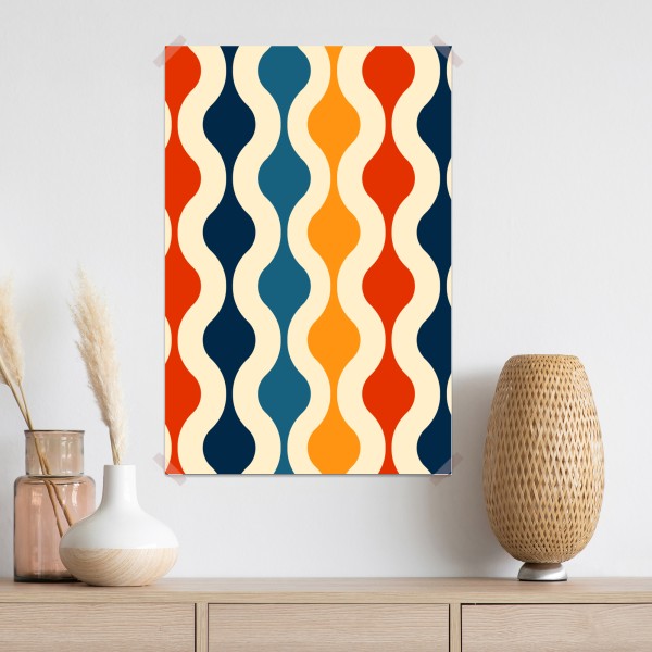 Poster retro welliges mid-century muster – Wallnifity® Poster retro welliges mid-century muster – Wallnifity®