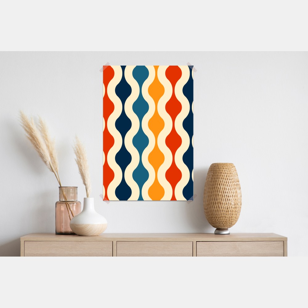 Poster retro welliges mid-century muster – Wallnifity® Poster retro welliges mid-century muster – Wallnifity®